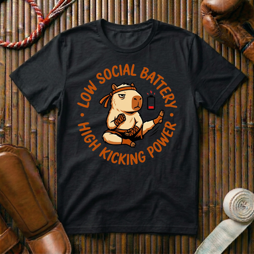 Low Social Battery - High Kicking Power - T-Shirt