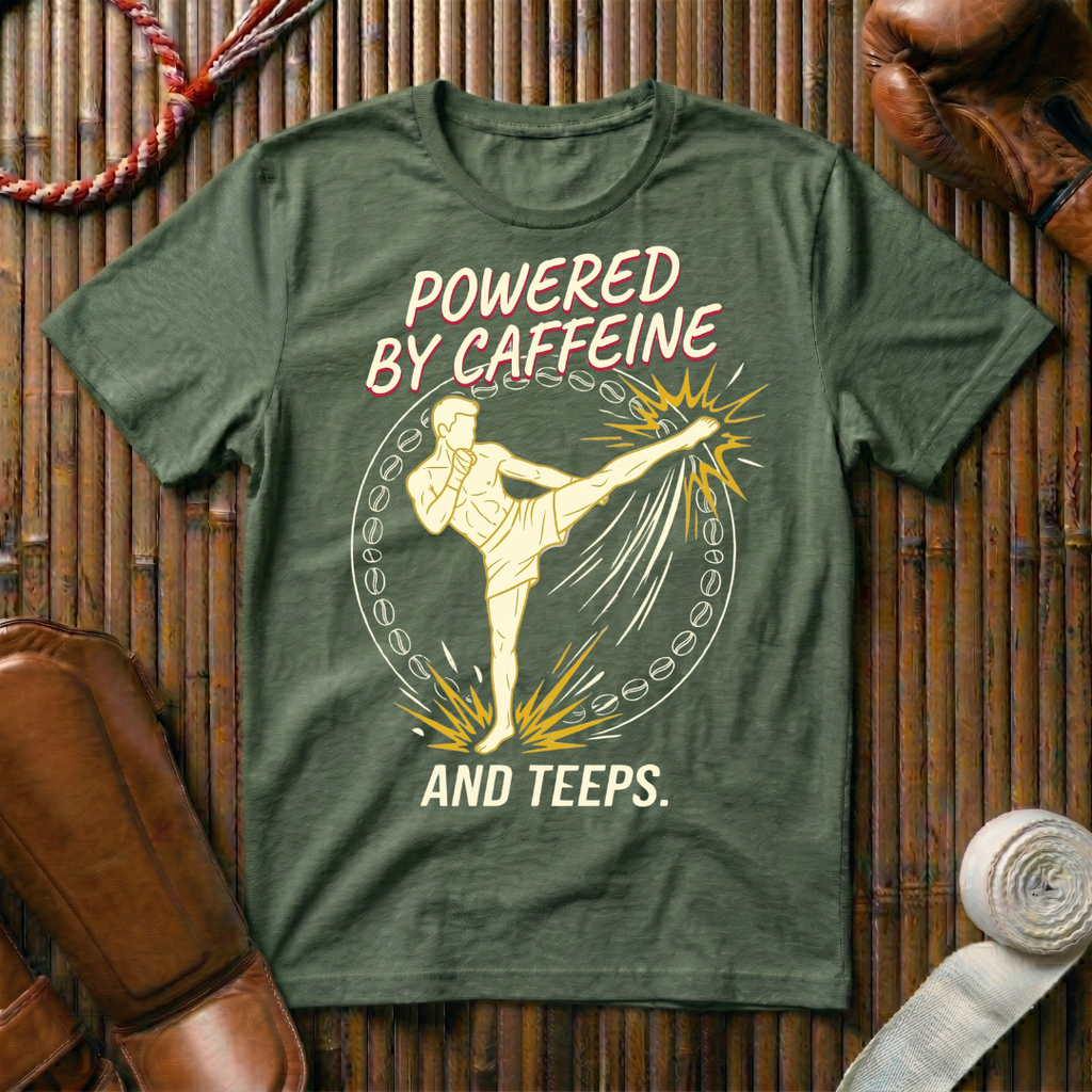 Powered By Caffeine And Teeps - T-Shirt